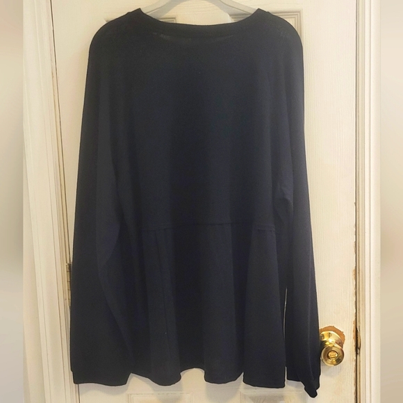 Cotton Blue NWOT Solid Black Babydoll Top Large - Picture 3 of 8